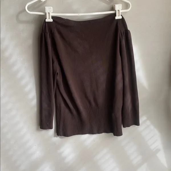 ❤️LOFT Chocolate Knit Top with Floral Details - Image 5