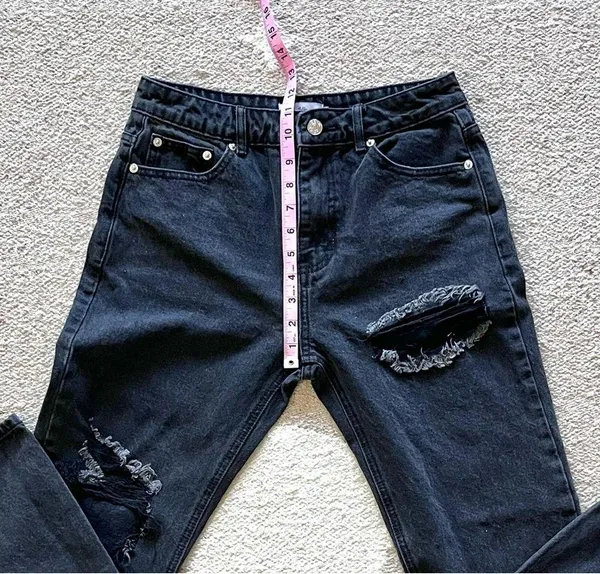 Adika Andor High Rise Straight Leg Cropped Jeans in Black Size 30 - Image 7