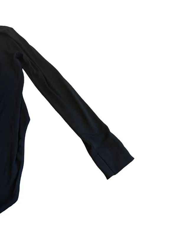 Ganni Software Black Deep V Neck Long Sleeve Fitted Bodysuit Scoop Large Women's - Image 12