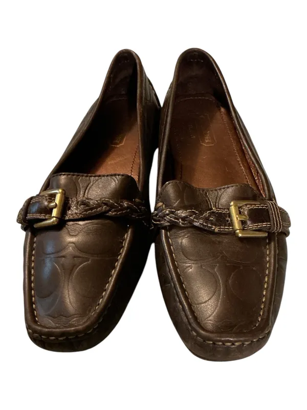 Coach Brown All-Over Embossed Signature Monogram Leather Saidey Loafers - Women's Size 7M - Image 2