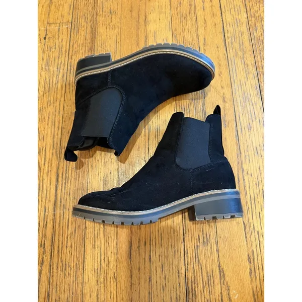 Kensie Boots Womens Size 8 Black Faux Suede Chelsea Ankle Lug Sole Booties - Image 5