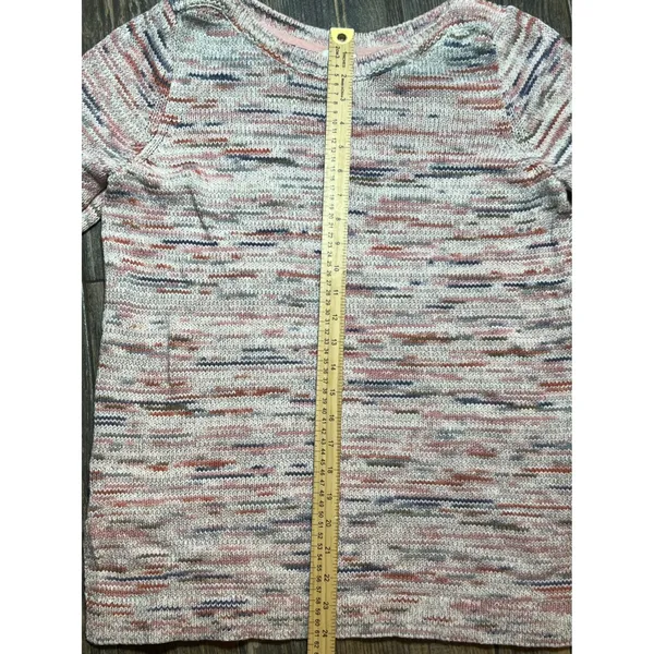 J Jill Petite Knit Cotton Pastel Striped Sweater3/4 Sleeve Size Large Coastal‎ - Image 8