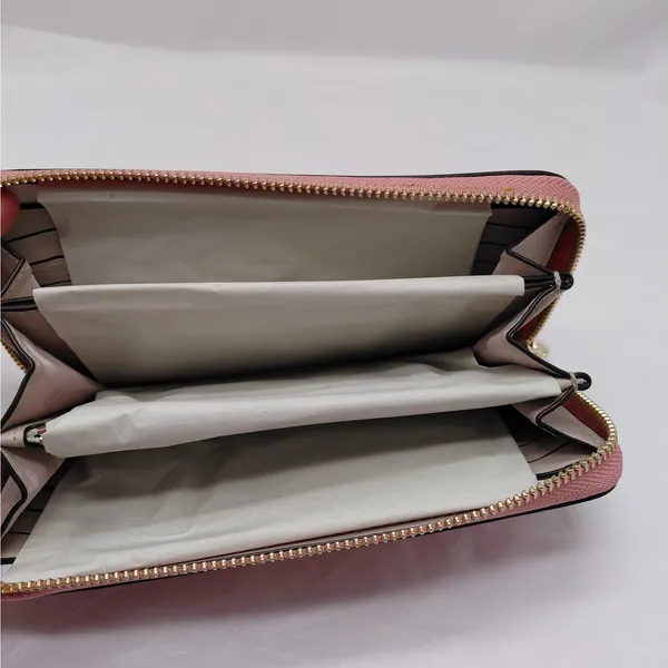 Kate Spade Womens Saffiano Leather Wallet Pink Zip Travel Minimalist Classic - Image 7