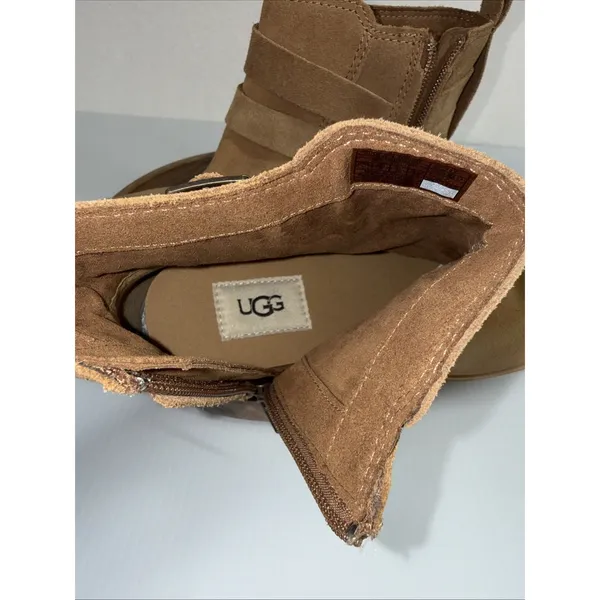 UGG Josefene Ankle Boot Chestnut Brown/Tan Size 7 Genuine Leather Suede Zip - Image 12