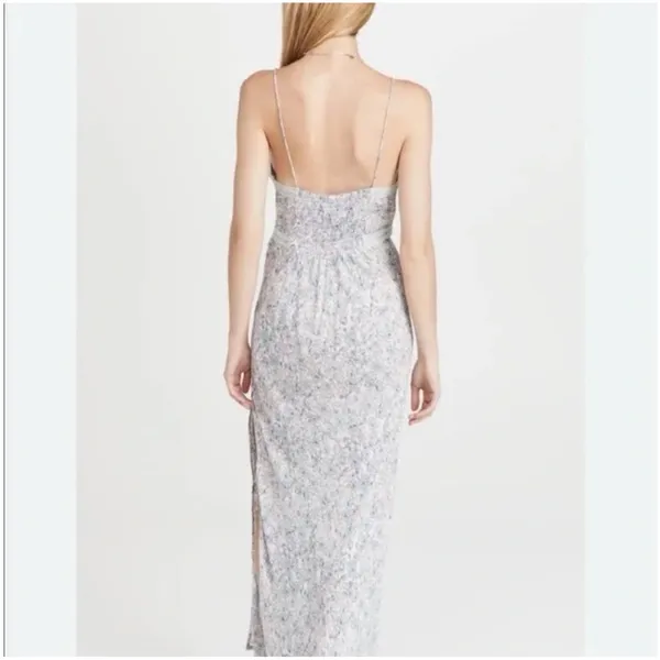 Free People Intimately All I Ever Wanted Maxi Floral Pink Blue Slit Dress Slip - Image 4