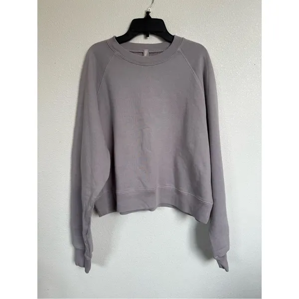 SKIMS French Terry Shrunken Crew Sweatshirt Mineral Gray L NWT - Image 2