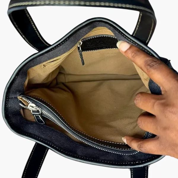 Coach Black Wool Canvas Tote Leather Trim Work Bag No. 7764 Heritage Carryall - Image 7