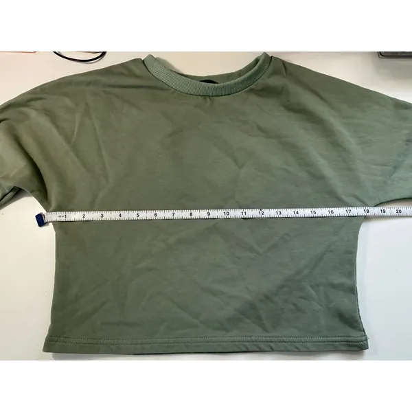 ZESICA Sage Green Cropped Sweatshirt Crew Neck Pullover Soft Girl Lounge Small‎ - Image 5