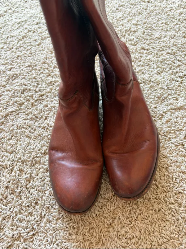 Frye Leather Riding Boots Women 9B Cognac Equestrian Made in Mexico - Image 6