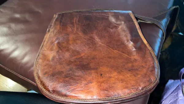Vintage handmade leather crossbody Brown - Image 3