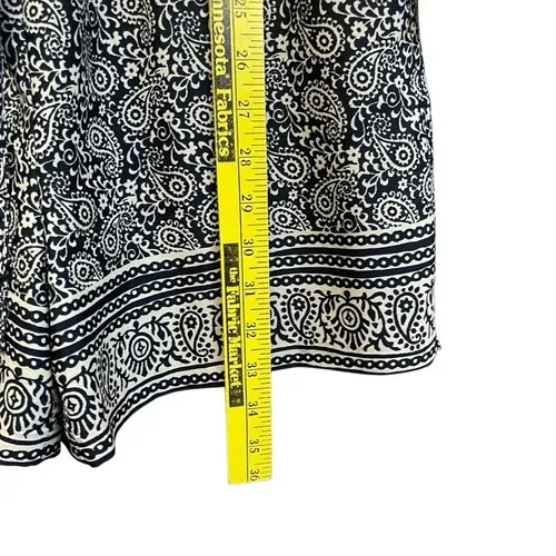 LOFT Romper Size 0 Blue White Paisley Print Long Sleeve‎ Roll Tab One Piece EUC - Image 8