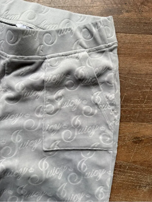 Juicy Couture Velour Embossed Logo Lounge Pants Gray Women’s XS Y2K - Image 3
