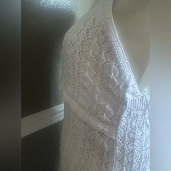 NWT Revolve‎ 525 America White Pointelle Cotton Crochet knit Dress Small - Image 5