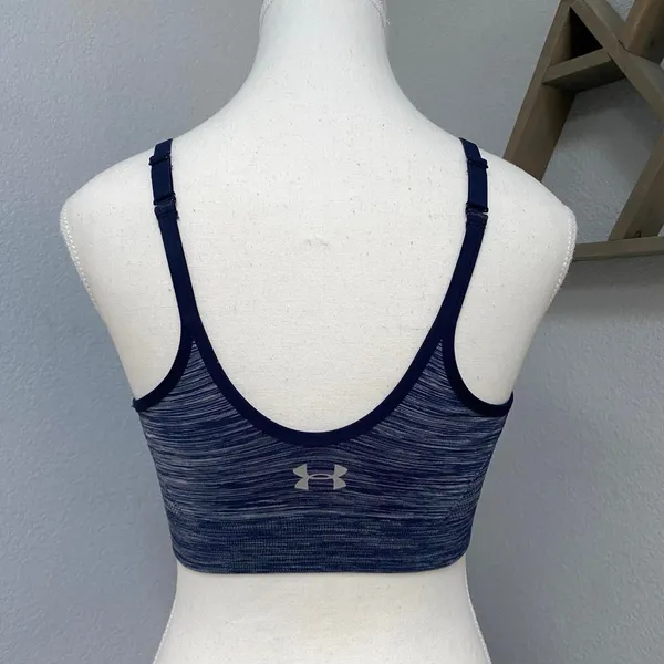 Under Armour Navy Blue Heather Sports Bra Activewear Gym Workout - Image 4