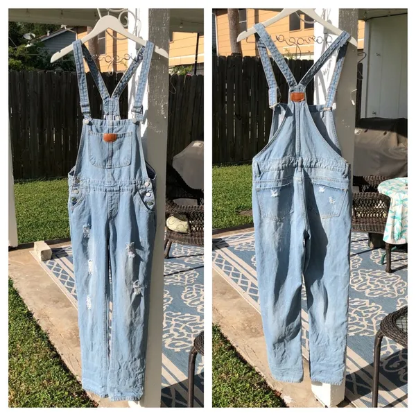 Vintage Denim Overalls Dungarees Distressed - Image 2