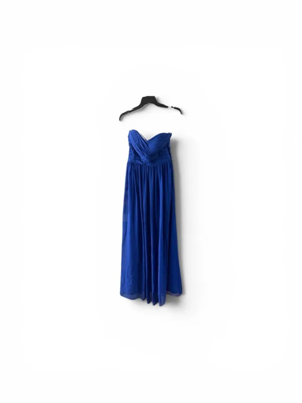 Bill Levkoff Royal Blue Strapless Chiffon Gown Size 8 - Image 3