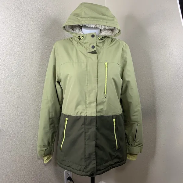 Boulder Gear Women’s Sz L Green Ski Snow Coat Jacket Full Zip Pockets Hooded - Image 2