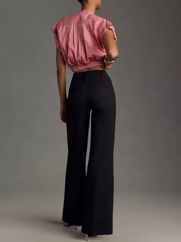 Anthropologie Maeve The Naomi Ponte Wide-Leg Flare Pants in Black Size 28 NWT - Image 3