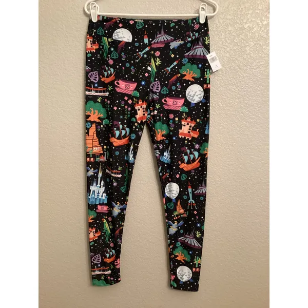 NWT Disney Parks World Icons Epcot Animal and Magic Kingdom Leggings M - Image 3