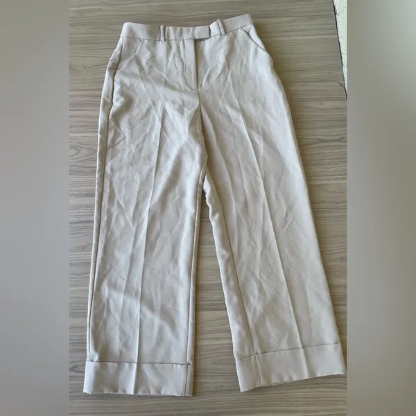 Abercrombie & Fitch Cream Wide-Leg Trousers - Image 2