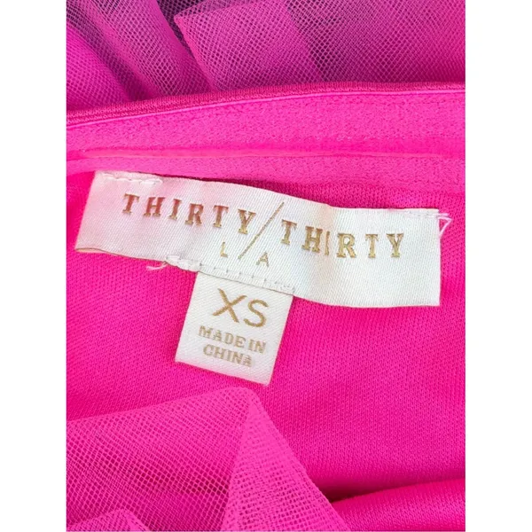 Thirty Thirty LA Strapless Mini Dress Women’s XS Hot Pink Tiered Tulle Ruffle - Image 5
