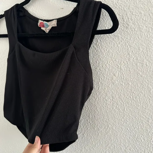 Free People Daphne Ribbed Crop Top Black Size Small - Image 4