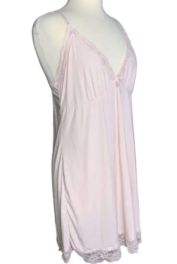 Red Tag Light Pink Women’s Chemise Adjustable Straps Lace Trim 18 - Image 5