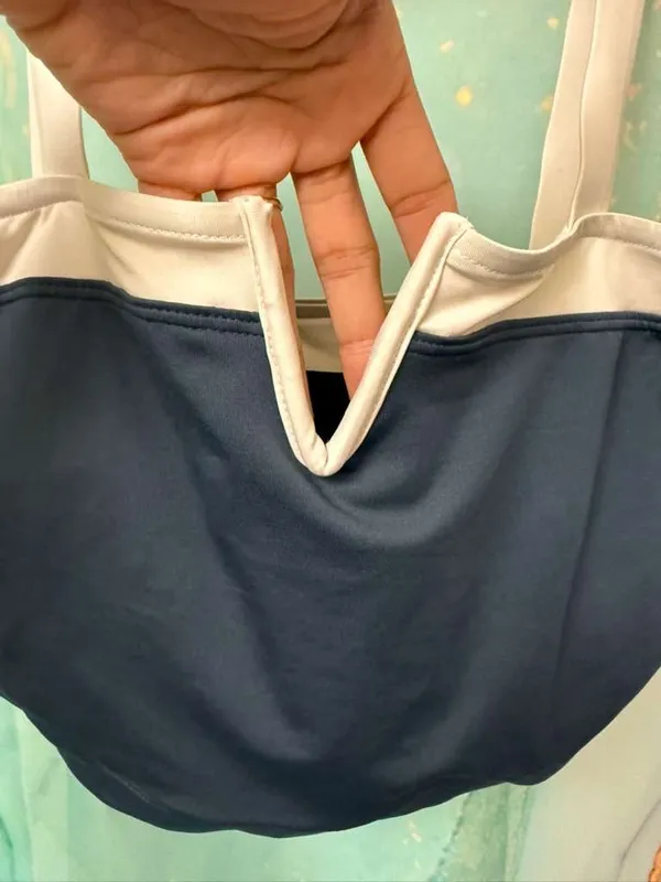 NWT- Albion NAUTICAL V CROP swim top in the color‎ STEEL BLUE size: M - Image 3
