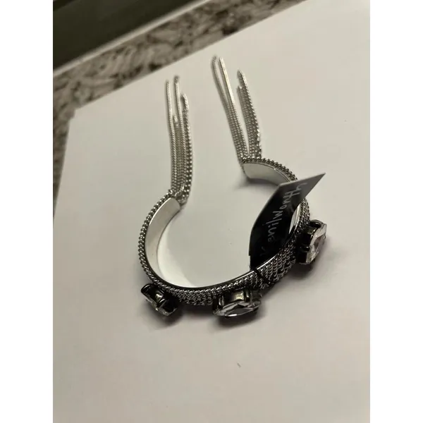 Kenilworth NWT Silver Tone / Rhinestone Bangle Bracelet Chain Dangles Nice Gift - Image 3
