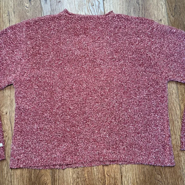 Columbia Red Marled Knit Notched Neck Sweater Womens Large Cabincore Cozy Fall - Image 10