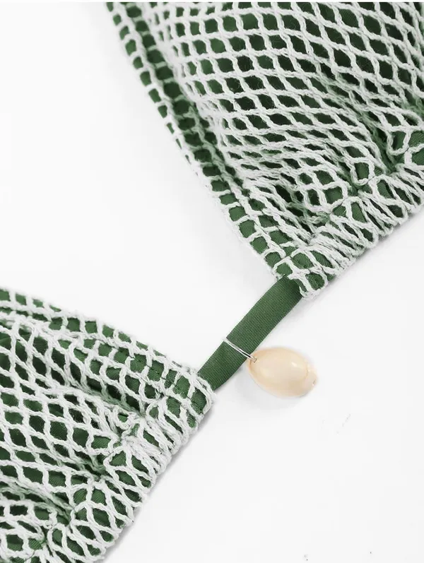 Zaful Dark Green Fishnet Bikini Set - Image 4
