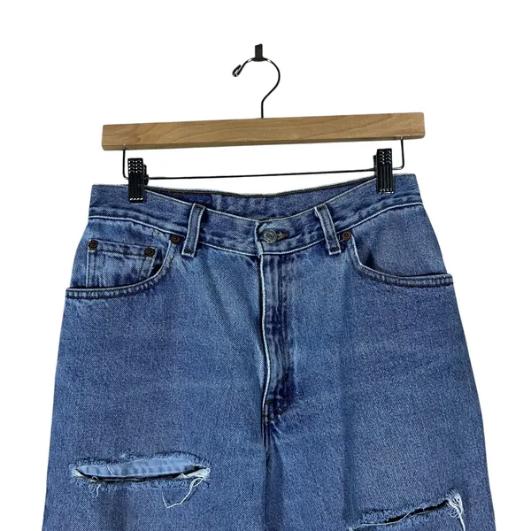 Levi's 550 Relaxed Fit Distressed Tapered Leg Jeans Blue Grunge 90s Size 10 PET - Image 2