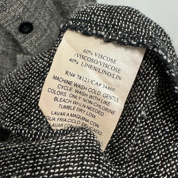Eileen Fisher Italian Fabric Linen Blend Button Down Shirt Grey Lg Lagenlook - Image 9