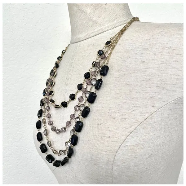 Gold tone multi strand beaded statement necklace - Image 4