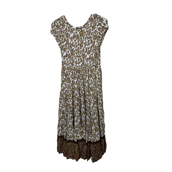 Soft‎ Surroundings Leopard Print Tiered Midi Dress Brown White PXS - Image 6