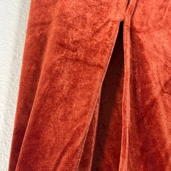 Baltic Born Orange Velvet Wrap Maxi Dress Womens L Fall Boho Hippie Classic - Image 9