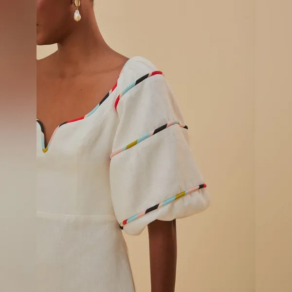 FARM RIO White Colorful Stripes Euroflax™ Mini Dress, Size Medium, $248 - Image 3