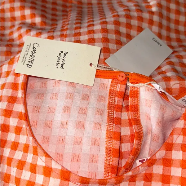NWT NNG Mango Vichy Check Dress Gingham Orange Stretch - Image 9