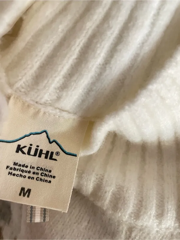 KUHL Alpina Sweater White Fair Isle Mock Neck Womens Medium - Image 5