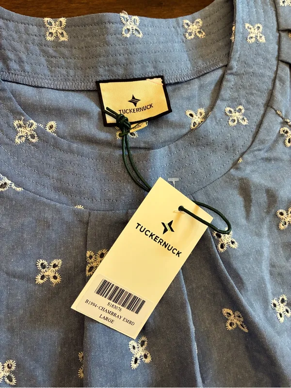 Tuckernuck Chambray Embroidered Fontalina Blouse Top Women’s Large Blue New NWT - Image 3