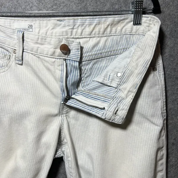 Gap 1969 Real Straight Blue White Railroad Stripe Pants‎ 28 Slim Fit - Image 9