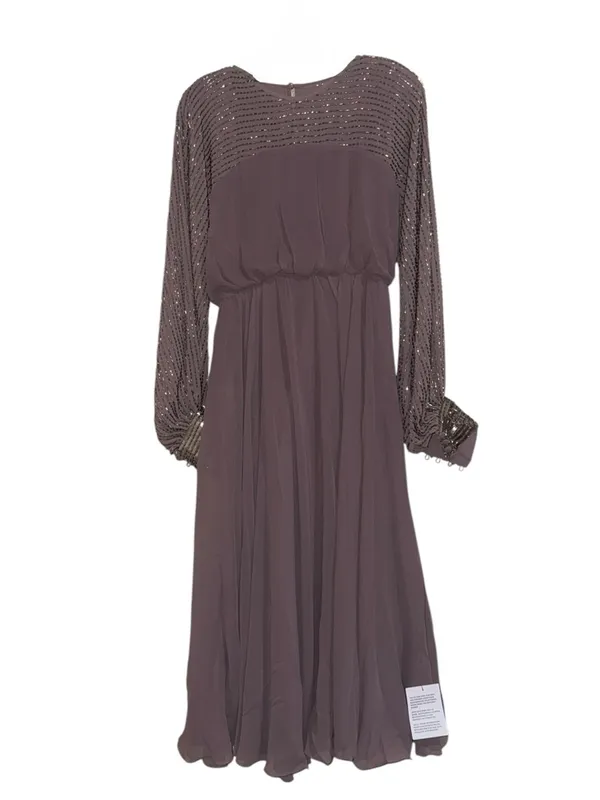 NEW ASOS DESIGN midi dress with linear yoke embellishment in mauve US 4 - Image 10