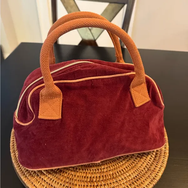 Victoria's Secret Burgundy Velvet Cosmetic‎ Bag - Image 2