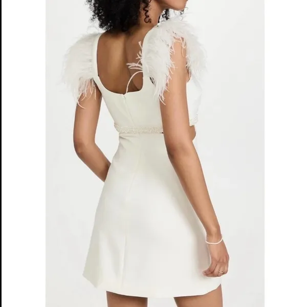 Likely‎ Taliah Feather Pearl Beaded Cut Out Mini Dress - Image 4