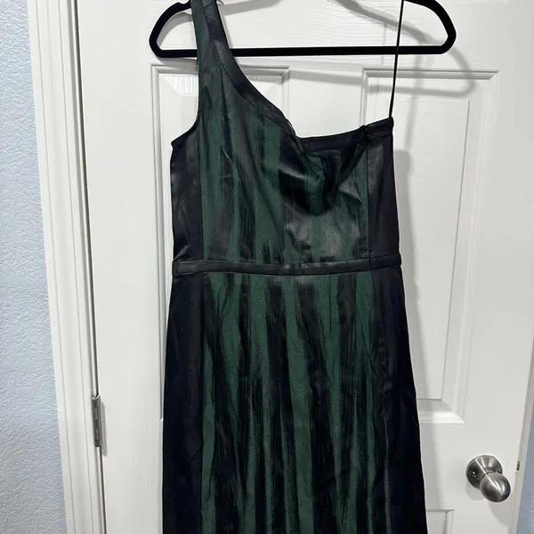 Jay Godfrey Emerald Black One-Shoulder Cocktail Mini Dress Size 8 - Image 5