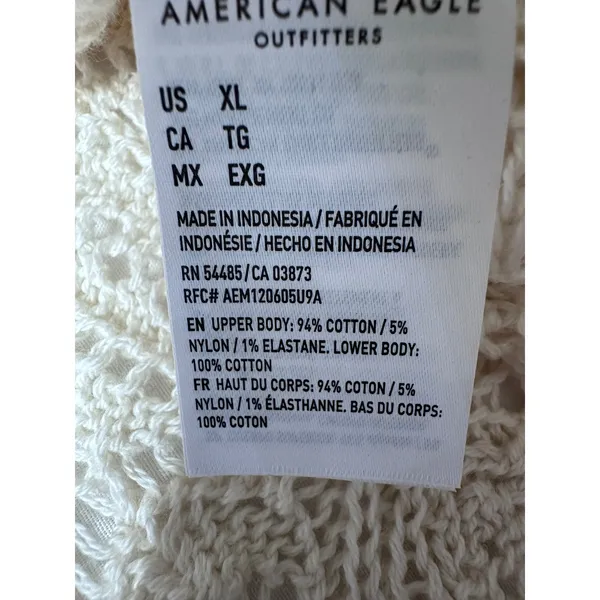 American Eagle Women XL Cream Crochet Strapless Tube Top Pointelle Cutout NEW - Image 6