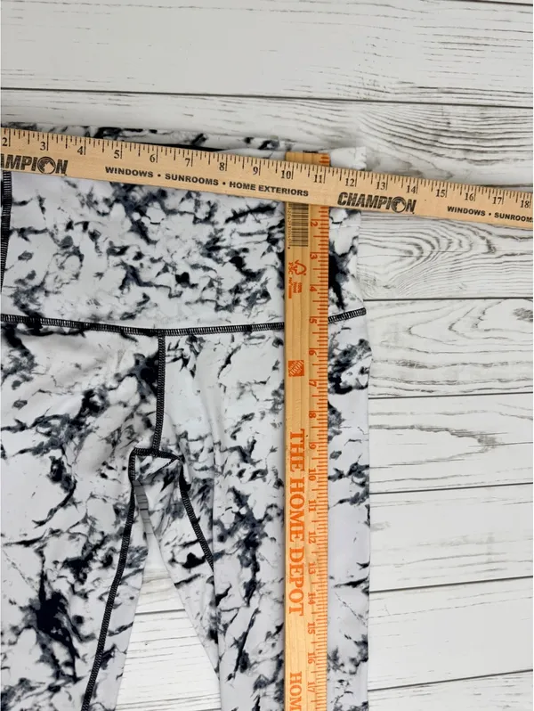Marble Print High Waist Leggings Women’s Small Black White Workout Yoga - Image 8