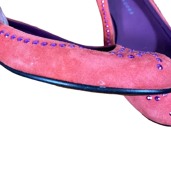Marc Jacobs Suede Red & Purple Beaded Bow Detail Flats Shoes Women Sz 36 - Image 10