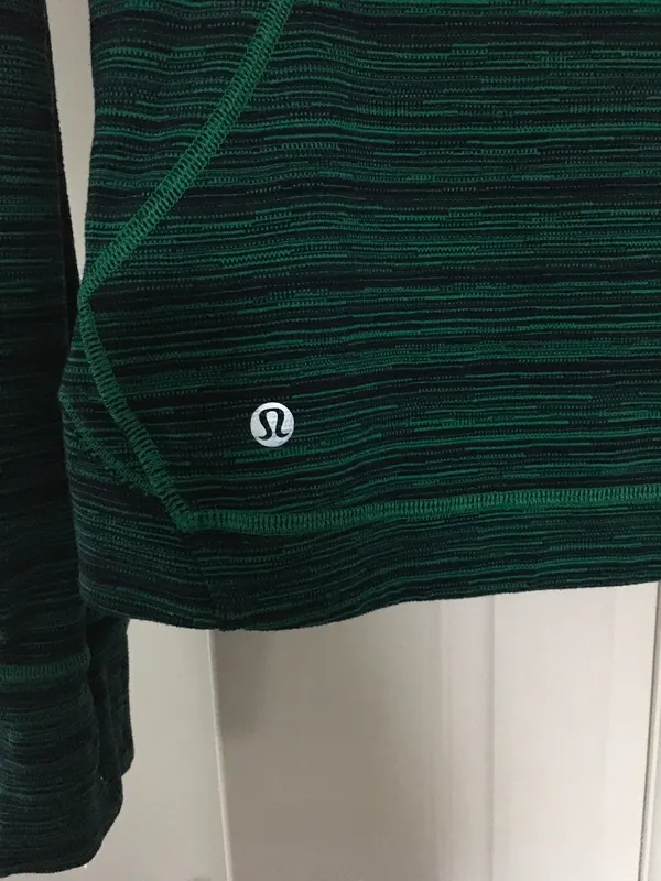 Lululemon Precision Green Cyber Jungle Blue Front Zip Jacket Size 8 - Image 8