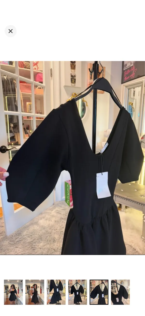 Zara Black Mini Fit-and-Flare Dress - Image 5